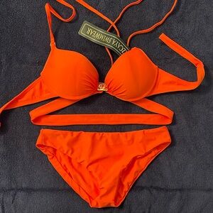 Vibrant Orange Bikini Set by